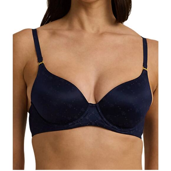 Ralph Lauren LRL Satin T Shirt Bra Navy Blue 36B - Picture 1 of 6